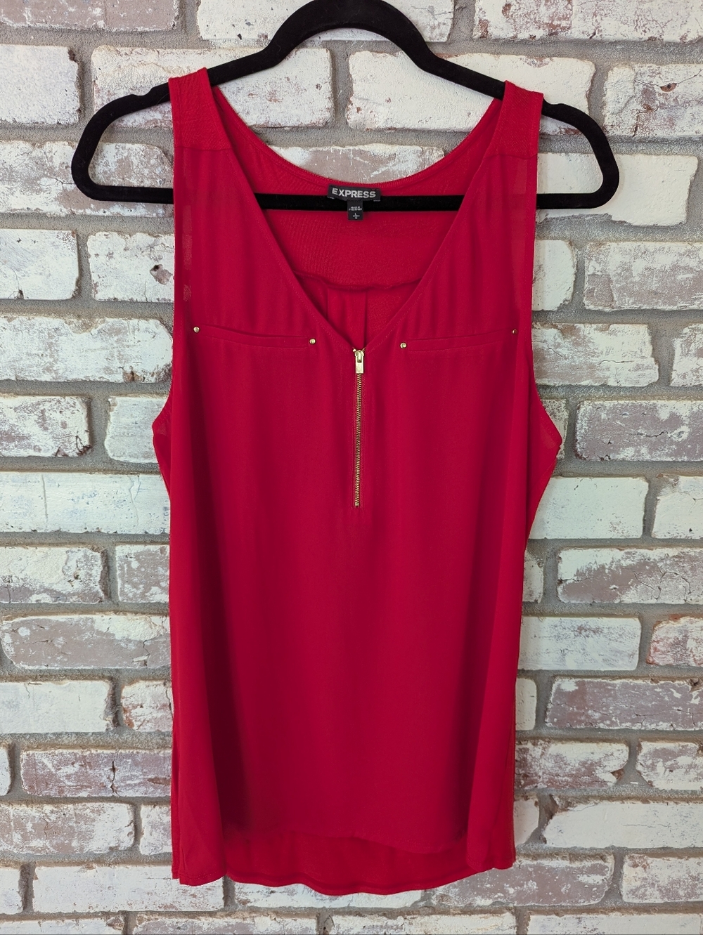Express Red Quarter Zip Hudson Tank